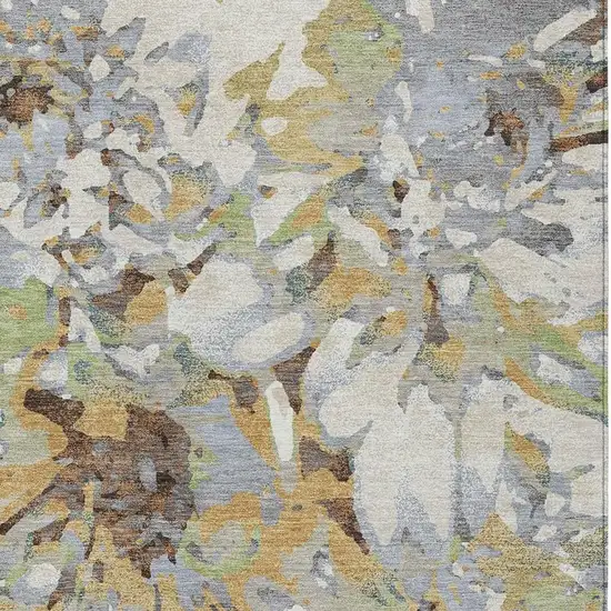 Wheat Ivory And Gray Floral Washable Indoor Outdoor Area Rug Photo 8