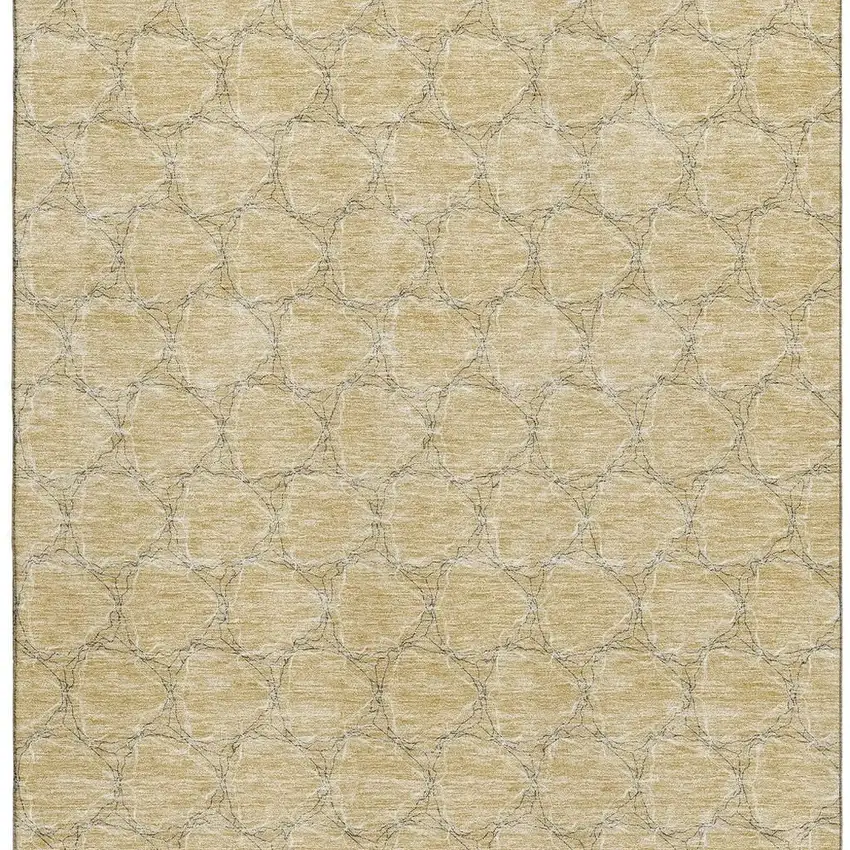 Wheat Ivory And Gray Geometric Washable Area Rug With UV Protection Photo 2