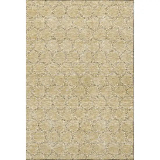 Wheat Ivory And Gray Geometric Washable Area Rug With UV Protection Photo 3