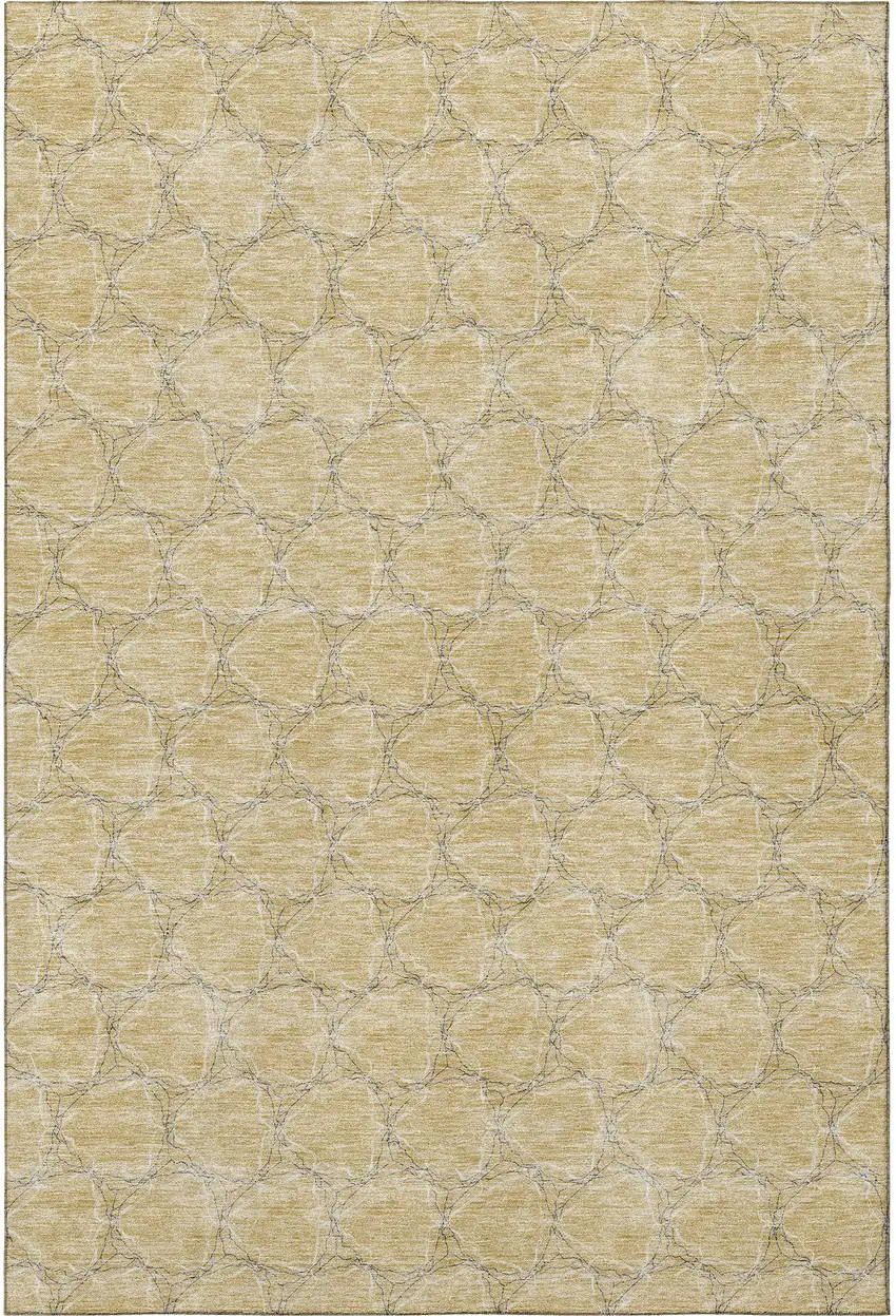 Wheat Ivory And Gray Geometric Washable Area Rug With UV Protection Photo 3