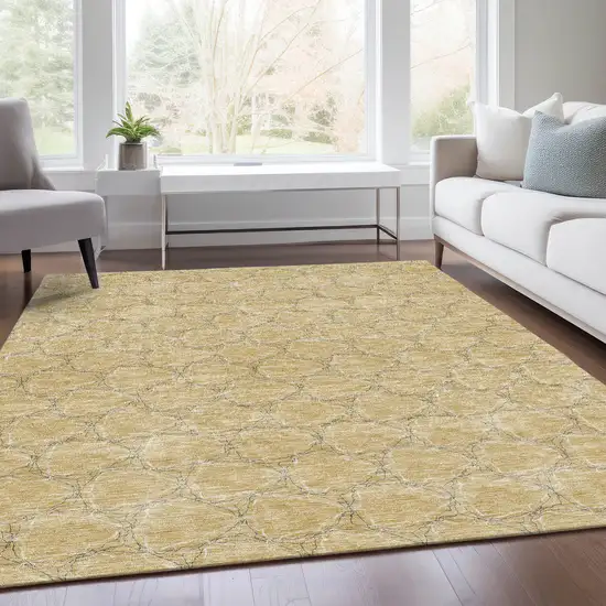 Wheat Ivory And Gray Geometric Washable Area Rug With UV Protection Photo 5