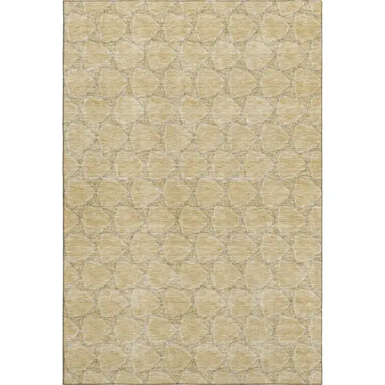 Wheat Ivory And Gray Geometric Washable Area Rug With UV Protection Photo 1