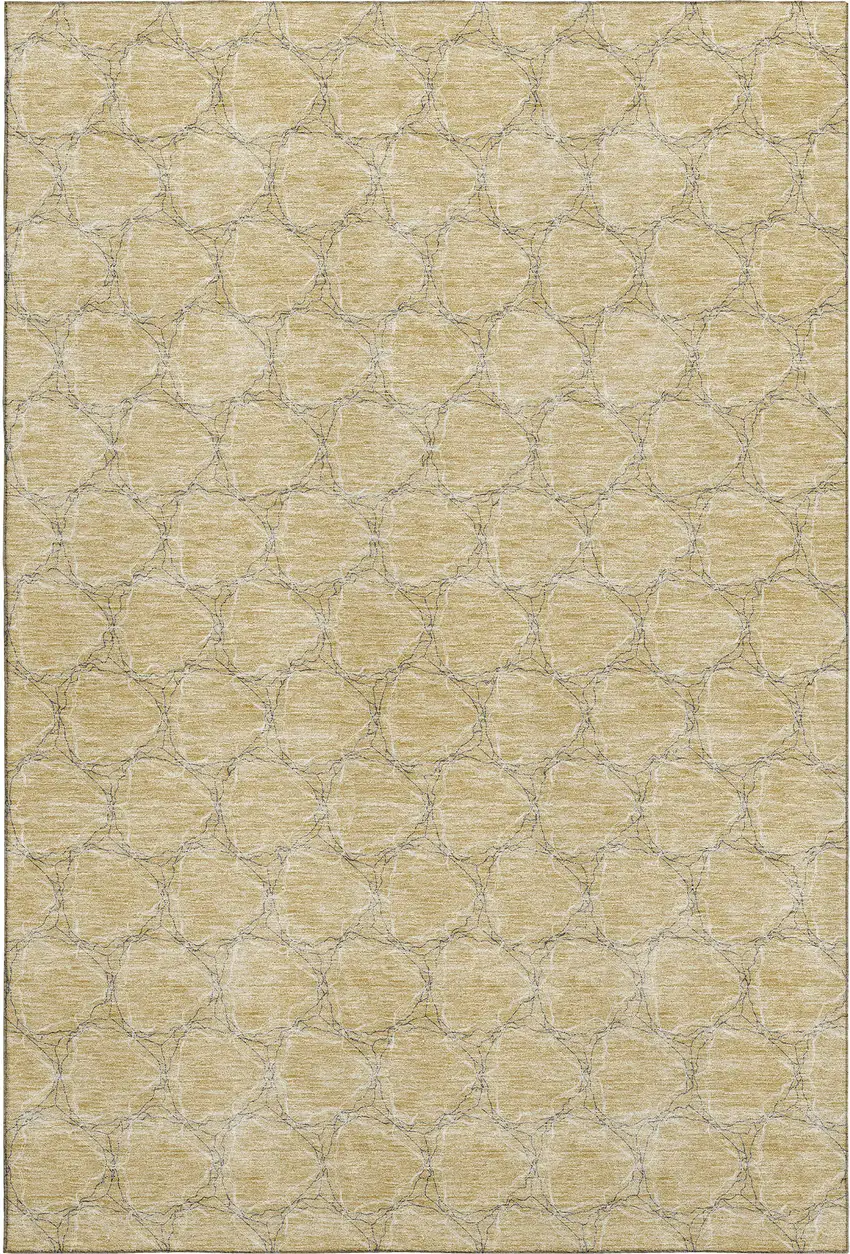 Wheat Ivory And Gray Geometric Washable Area Rug With UV Protection Photo 1