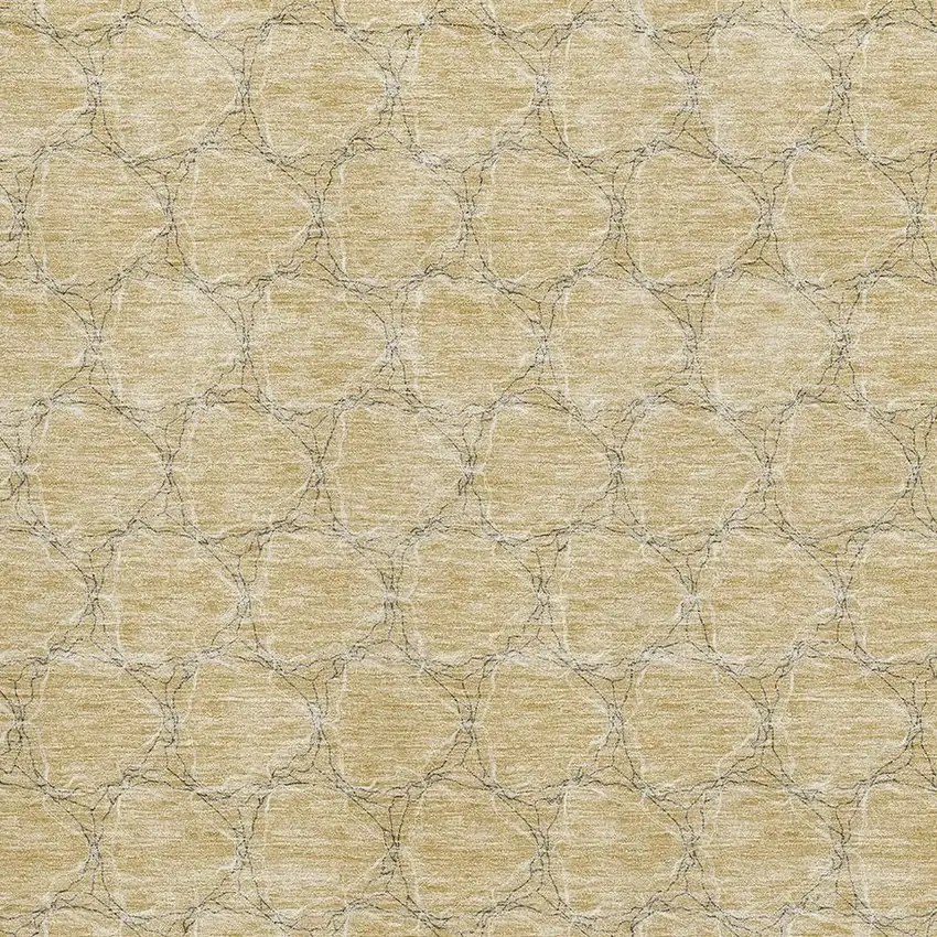 Wheat Ivory And Gray Geometric Washable Area Rug With UV Protection Photo 2