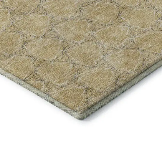 Wheat Ivory And Gray Geometric Washable Area Rug With UV Protection Photo 8