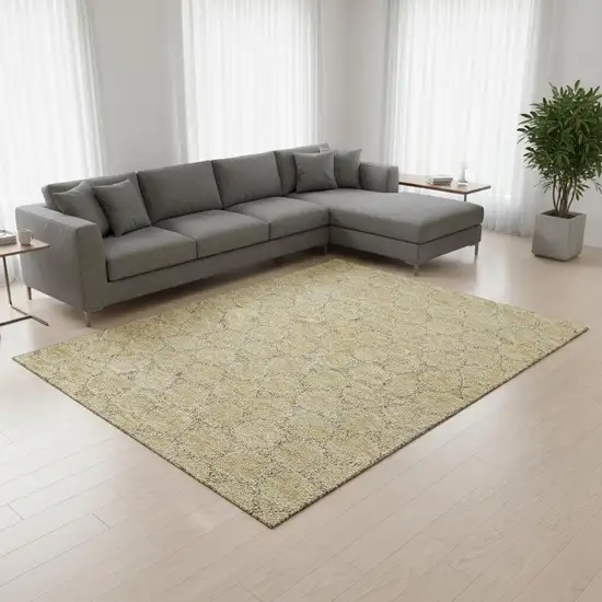 Wheat Ivory And Gray Geometric Washable Area Rug With UV Protection Photo 2