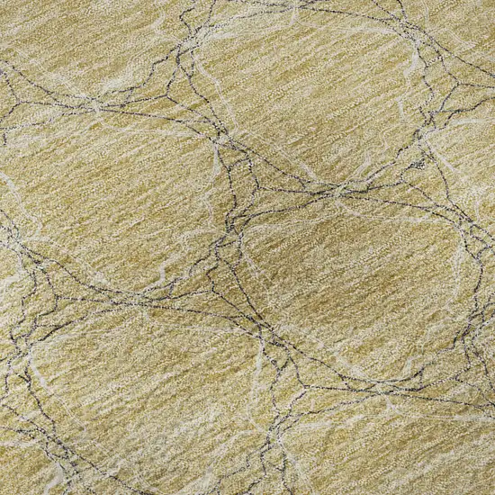 Wheat Ivory And Gray Geometric Washable Area Rug With UV Protection Photo 9
