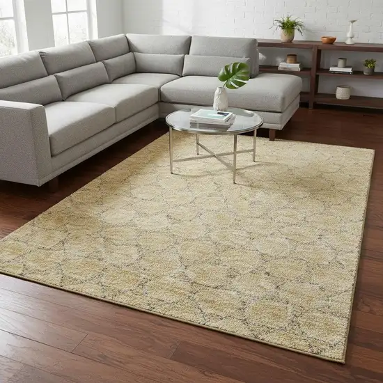 Wheat Ivory And Gray Geometric Washable Area Rug With UV Protection Photo 2