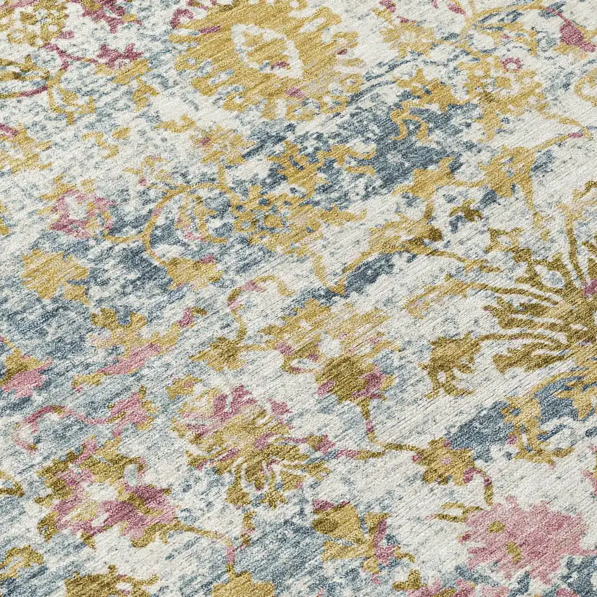 Wheat Ivory And Pink Abstract Washable Indoor Outdoor Area Rug Photo 4