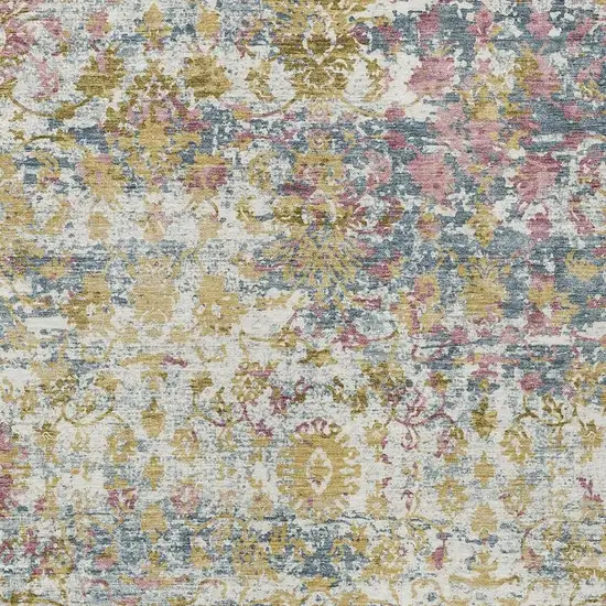 Wheat Ivory And Pink Abstract Washable Indoor Outdoor Area Rug Photo 6