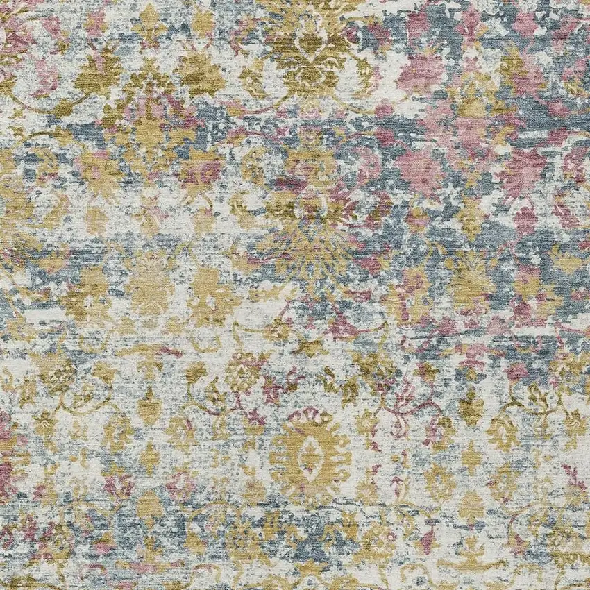 Wheat Ivory And Pink Abstract Washable Indoor Outdoor Area Rug Photo 6