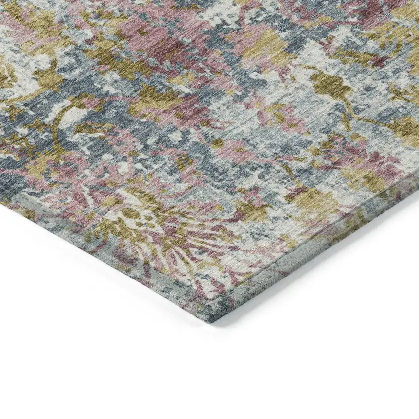 Wheat Ivory And Pink Abstract Washable Indoor Outdoor Area Rug Photo 4