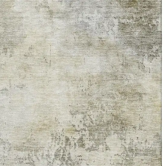 Wheat Ivory And Taupe Abstract Washable Area Rug With UV Protection Photo 5