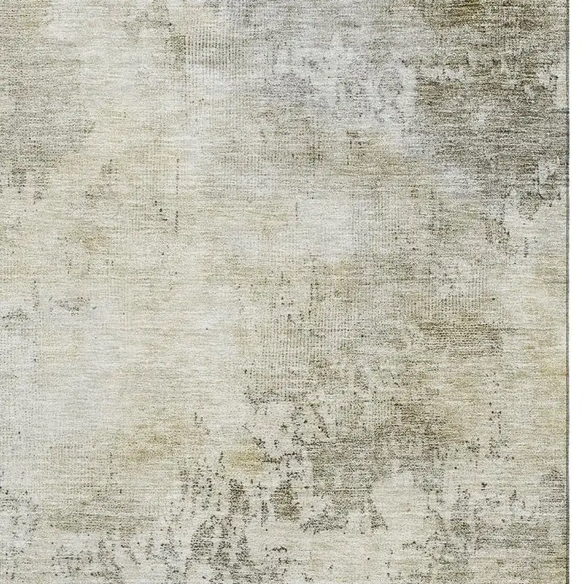 Wheat Ivory And Taupe Abstract Washable Area Rug With UV Protection Photo 5