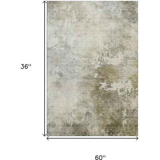 Wheat Ivory And Taupe Abstract Washable Area Rug With UV Protection Photo 3