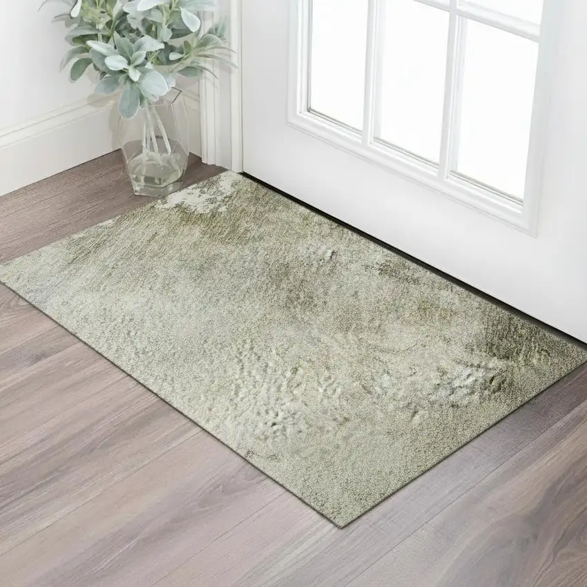 Wheat Ivory And Taupe Abstract Washable Area Rug With UV Protection Photo 2
