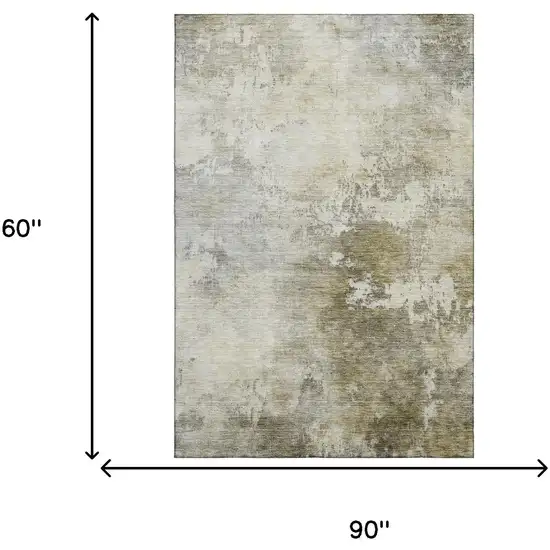 Wheat Ivory And Taupe Abstract Washable Area Rug With UV Protection Photo 7