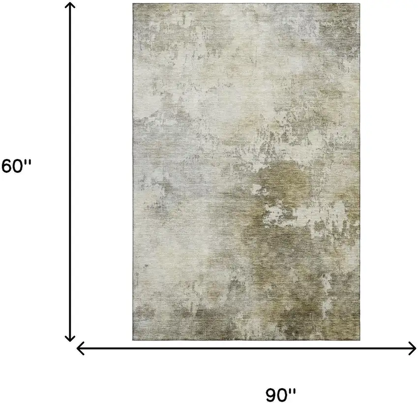 Wheat Ivory And Taupe Abstract Washable Area Rug With UV Protection Photo 7