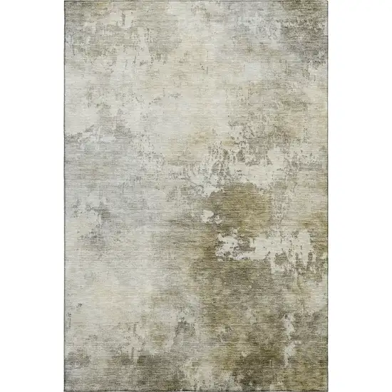 Wheat Ivory And Taupe Abstract Washable Area Rug With UV Protection Photo 5