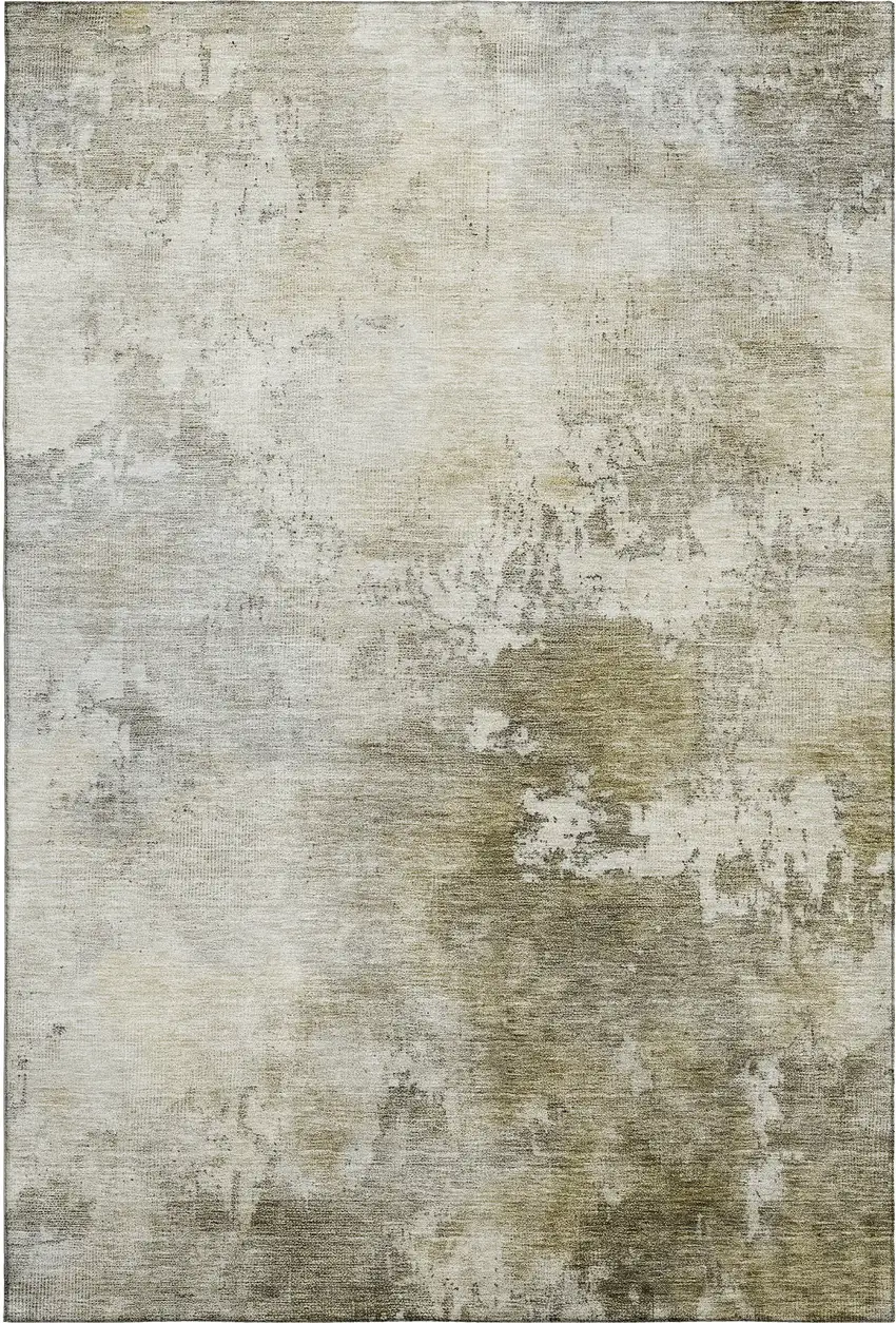 Wheat Ivory And Taupe Abstract Washable Area Rug With UV Protection Photo 5