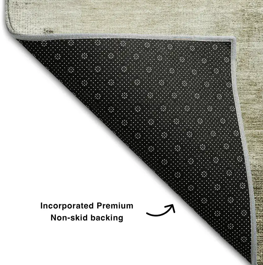 Wheat Ivory And Taupe Abstract Washable Area Rug With UV Protection Photo 6