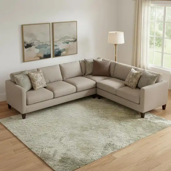 Wheat Ivory And Taupe Abstract Washable Area Rug With UV Protection Photo 2