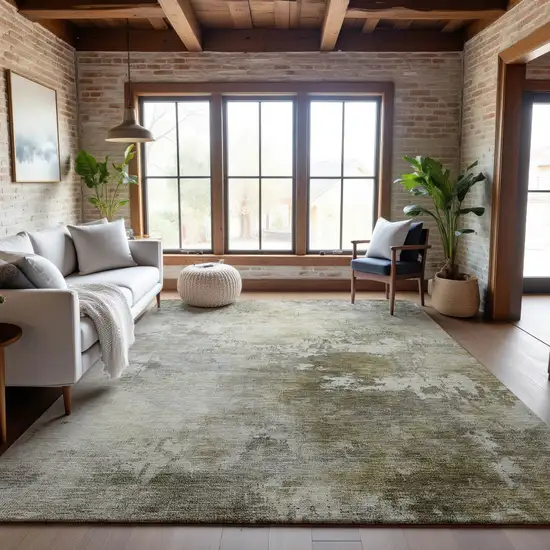 Wheat Ivory And Taupe Abstract Washable Area Rug With UV Protection Photo 3