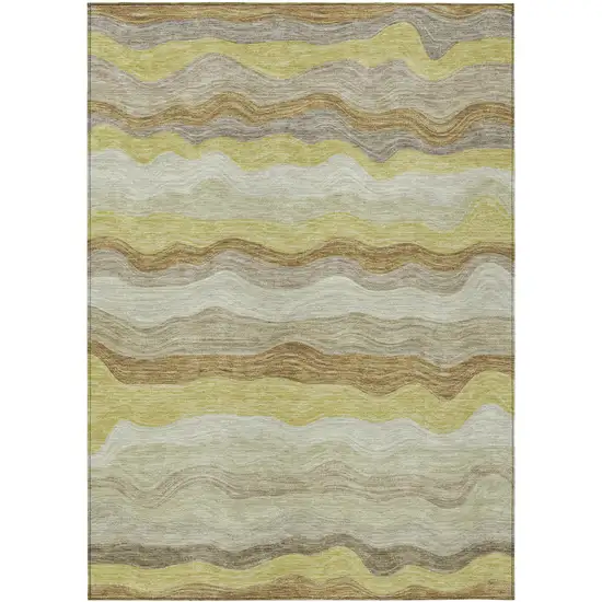 Wheat Khaki And Beige Striped Washable Indoor Outdoor Area Rug Photo 7