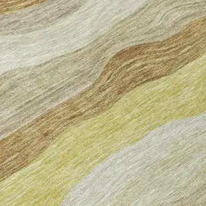 Photo of Wheat Khaki And Beige Striped Washable Indoor Outdoor Area Rug