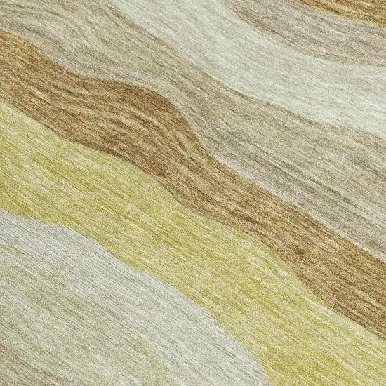 Wheat Khaki And Beige Striped Washable Indoor Outdoor Area Rug Photo 2