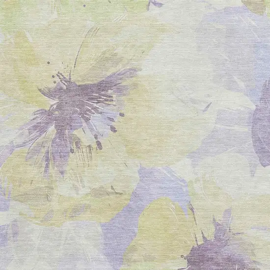 Wheat Lavender And Ivory Floral Washable Area Rug With UV Protection Photo 2