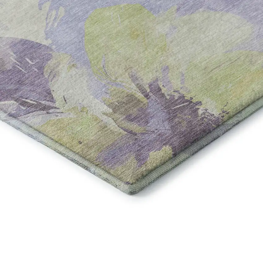 Wheat Lavender And Ivory Floral Washable Area Rug With UV Protection Photo 7