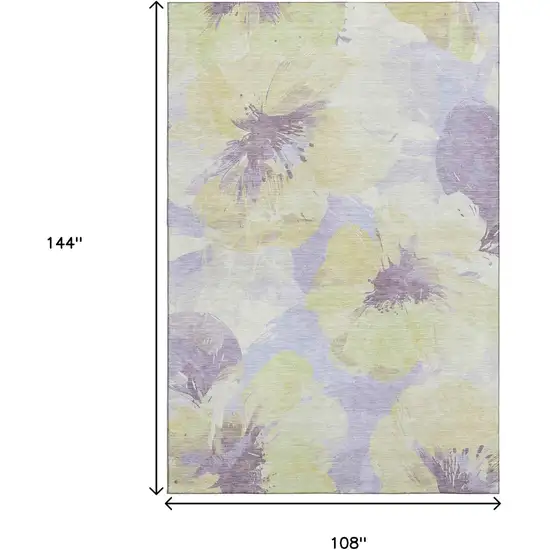 Wheat Lavender And Ivory Floral Washable Area Rug With UV Protection Photo 9