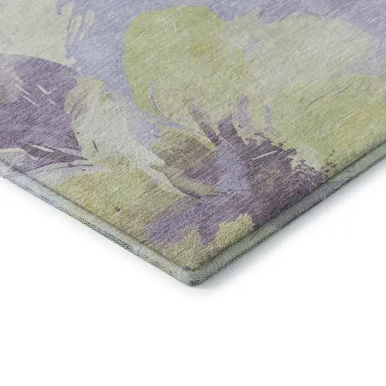 Wheat Lavender And Ivory Floral Washable Area Rug With UV Protection Photo 6