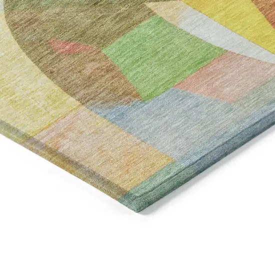 Wheat Orange Green And Ivory Abstract Washable Indoor Outdoor Area Rug Photo 7