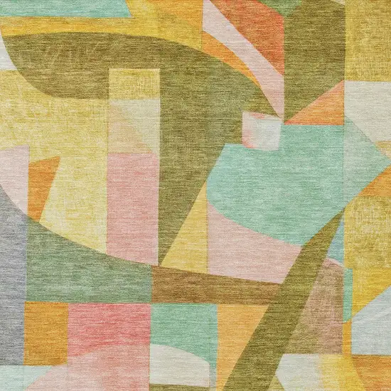 Wheat Orange Green And Ivory Abstract Washable Indoor Outdoor Area Rug Photo 8