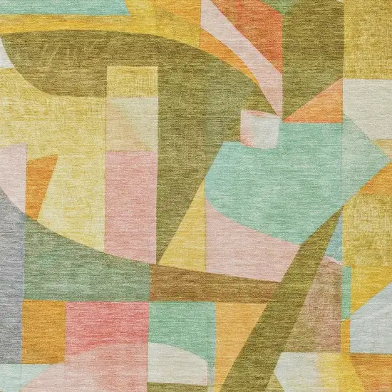 Wheat Orange Green And Ivory Abstract Washable Indoor Outdoor Area Rug Photo 3