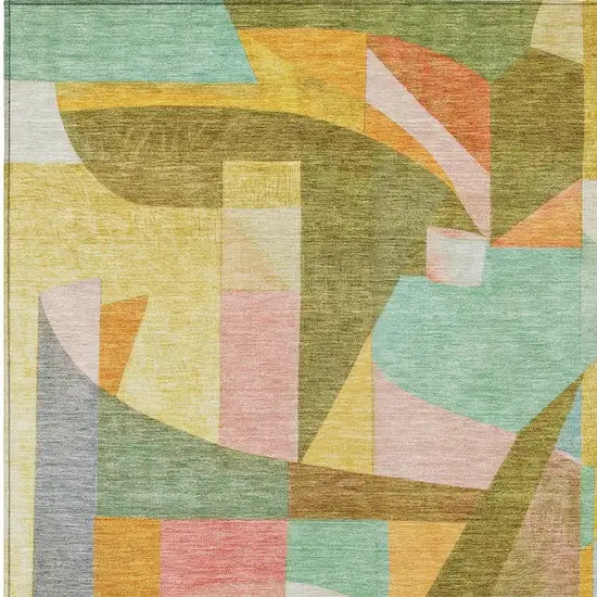Wheat Orange Green And Ivory Abstract Washable Indoor Outdoor Area Rug Photo 3