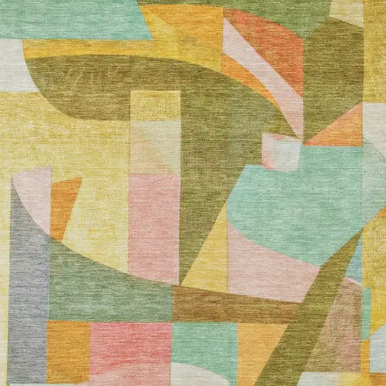 Wheat Orange Green And Ivory Abstract Washable Indoor Outdoor Area Rug Photo 7