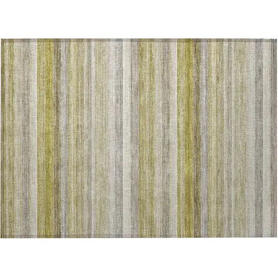 Wheat Striped Washable Non Skid Indoor Outdoor Area Rug Photo 5