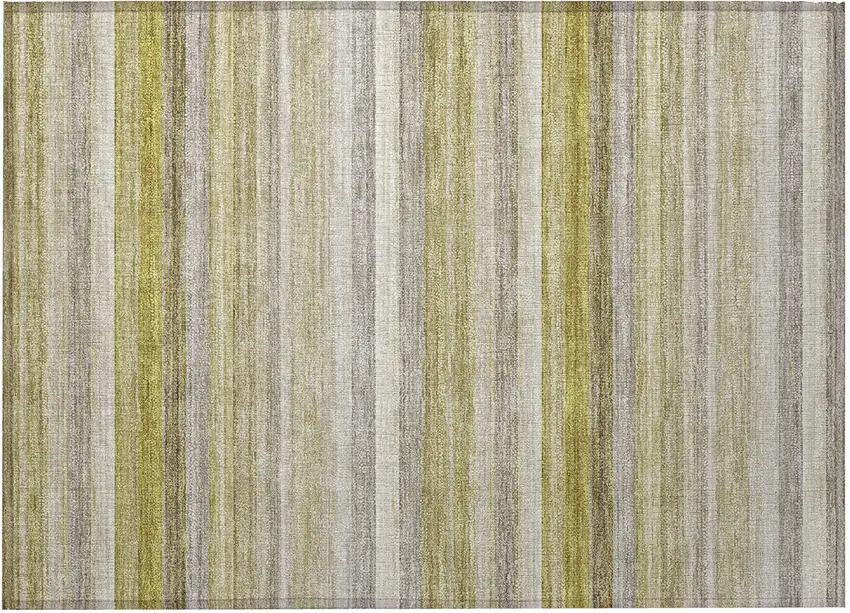 Wheat Striped Washable Non Skid Indoor Outdoor Area Rug Photo 4