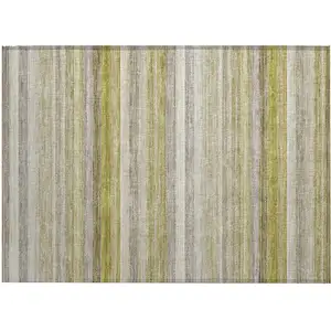 Photo of Wheat Striped Washable Non Skid Indoor Outdoor Area Rug