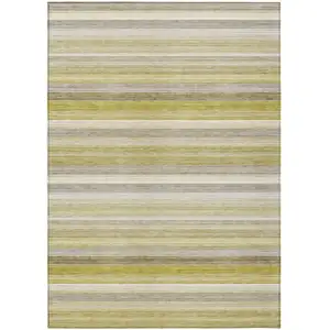 Photo of Wheat Striped Washable Non Skid Indoor Outdoor Area Rug