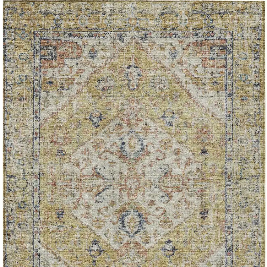 Wheat Terra Cotta And Black Oriental Washable Indoor Outdoor Area Rug Photo 6