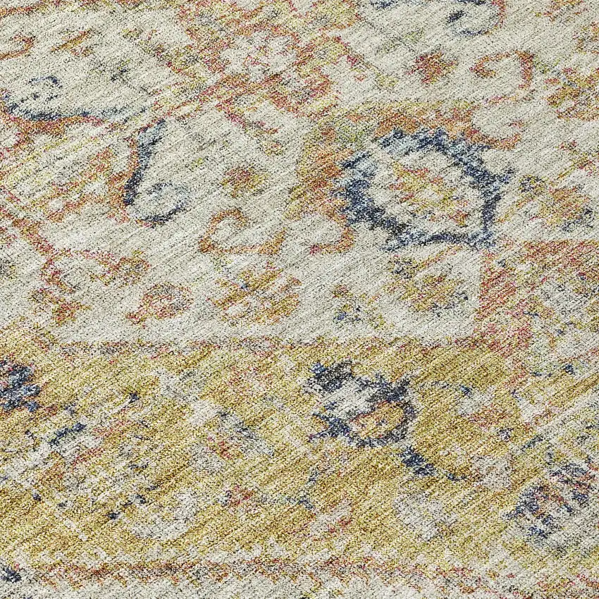 Wheat Terra Cotta And Black Oriental Washable Indoor Outdoor Area Rug Photo 5