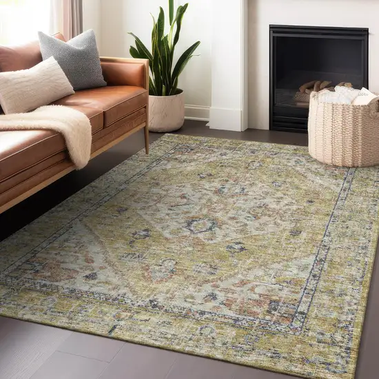 Wheat Terra Cotta And Black Oriental Washable Indoor Outdoor Area Rug Photo 9