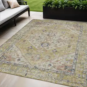 Photo of Wheat Terra Cotta And Black Oriental Washable Indoor Outdoor Area Rug