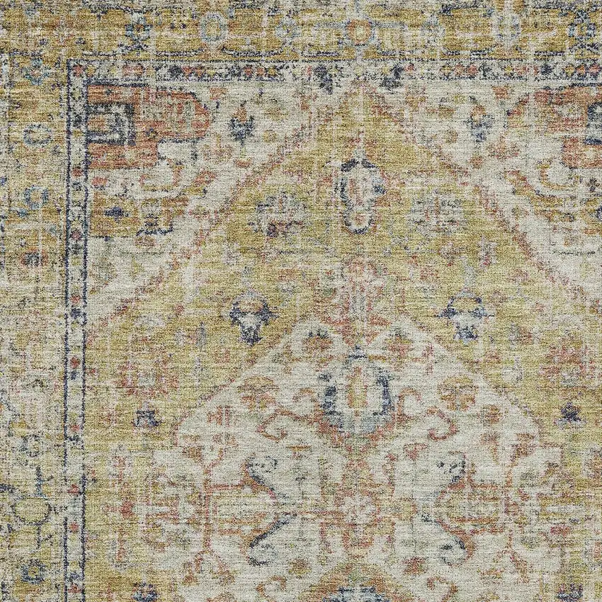 Wheat Terra Cotta And Black Oriental Washable Indoor Outdoor Area Rug Photo 6