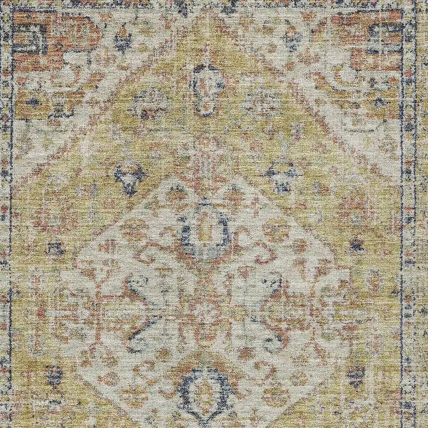 Wheat Terra Cotta And Black Oriental Washable Indoor Outdoor Area Rug Photo 6