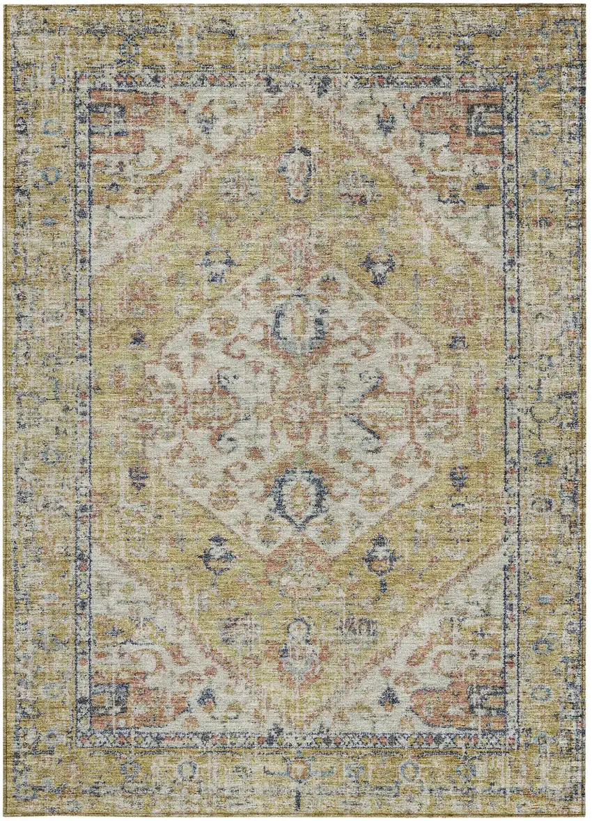 Wheat Terra Cotta And Black Oriental Washable Indoor Outdoor Area Rug Photo 7